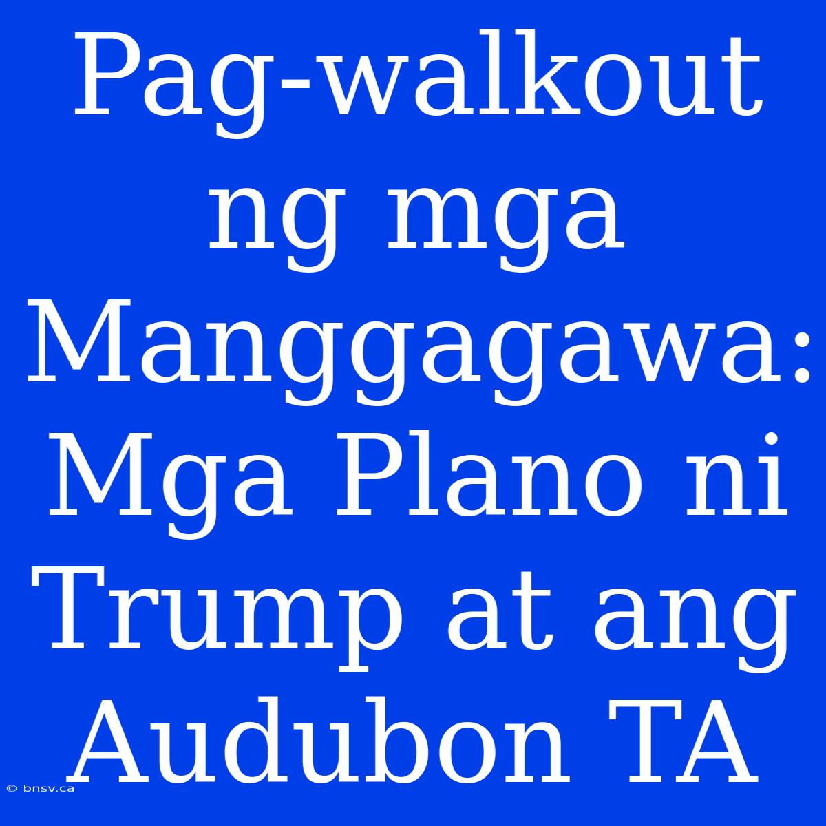 Pag-walkout Ng Mga Manggagawa: Mga Plano Ni Trump At Ang Audubon TA