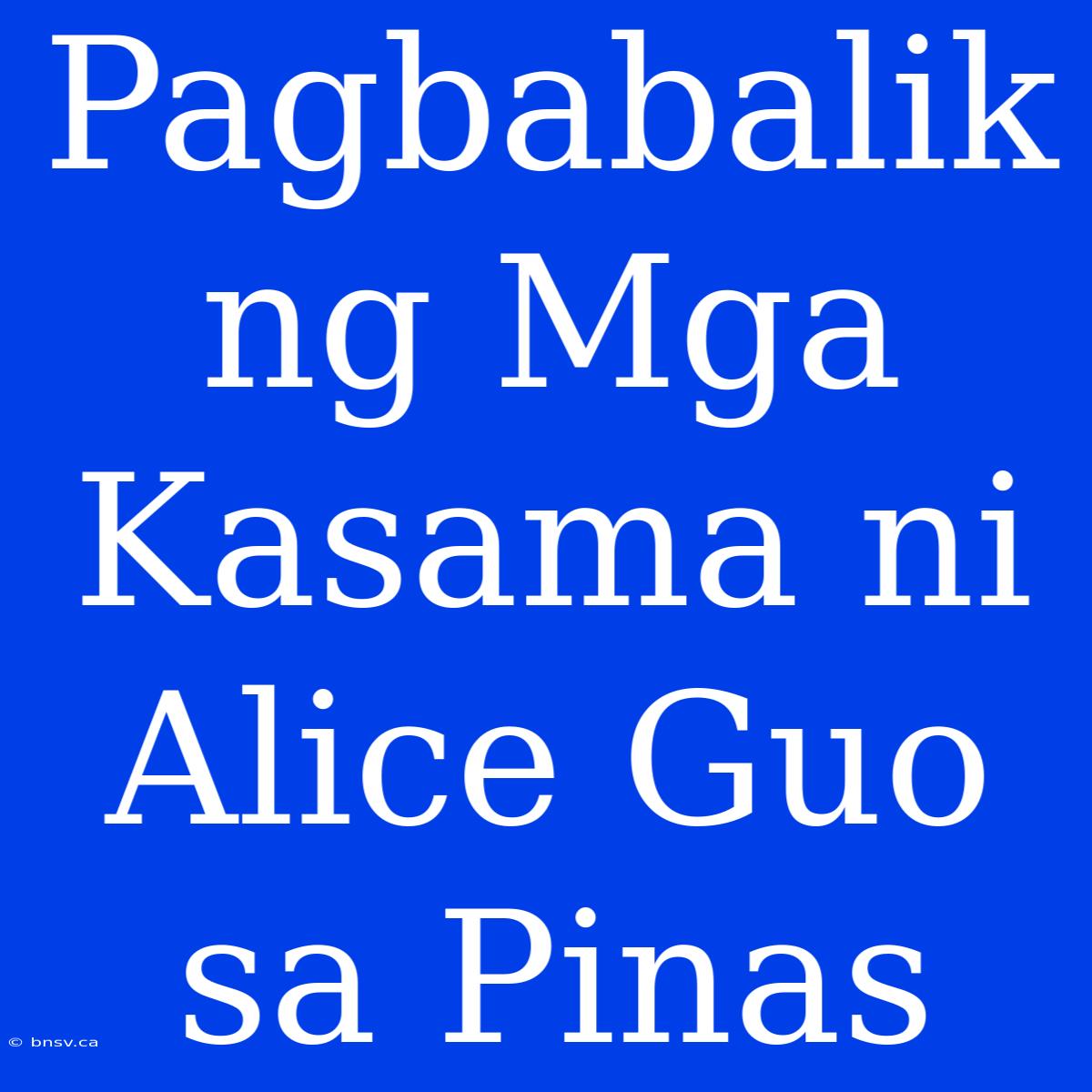 Pagbabalik Ng Mga Kasama Ni Alice Guo Sa Pinas