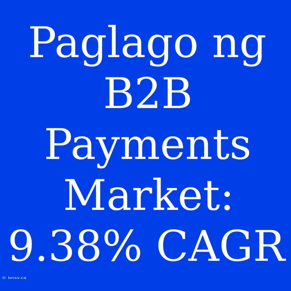 Paglago Ng B2B Payments Market:  9.38% CAGR