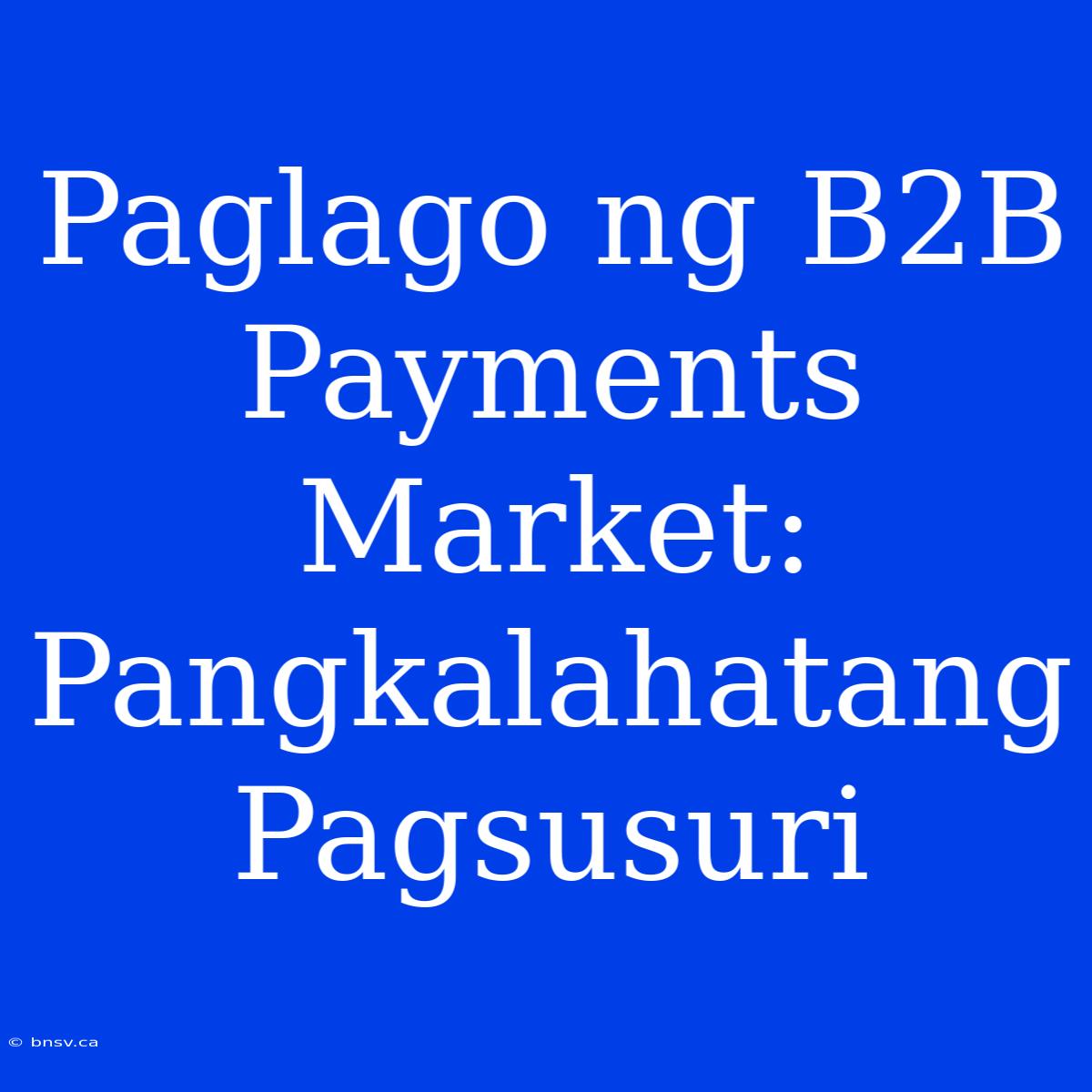 Paglago Ng B2B Payments Market: Pangkalahatang Pagsusuri