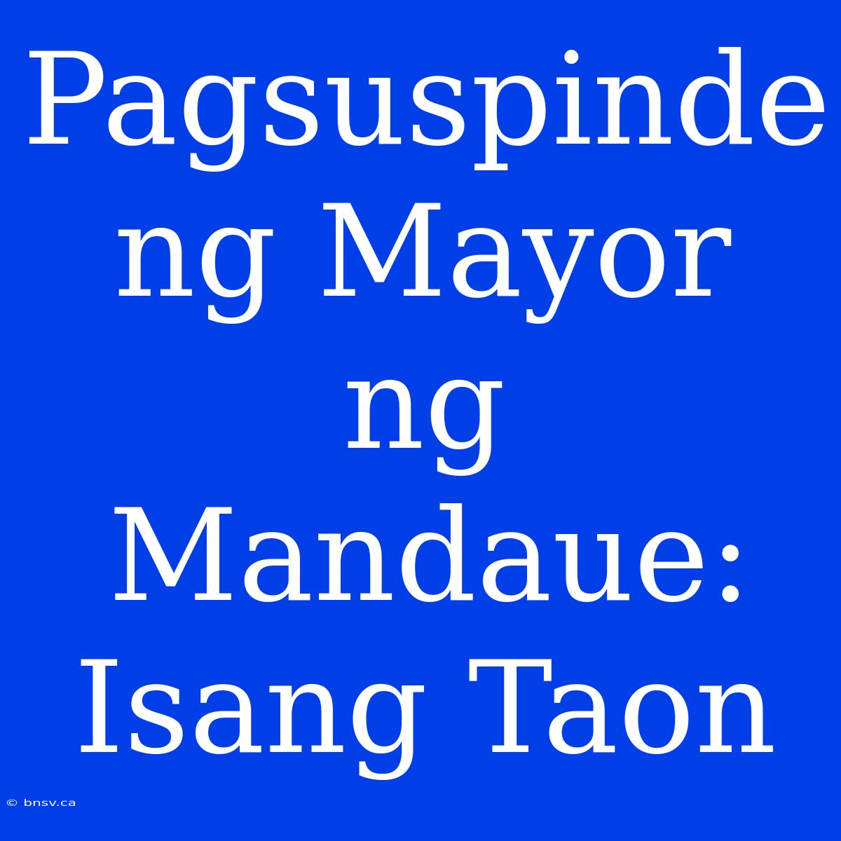 Pagsuspinde Ng Mayor Ng Mandaue: Isang Taon