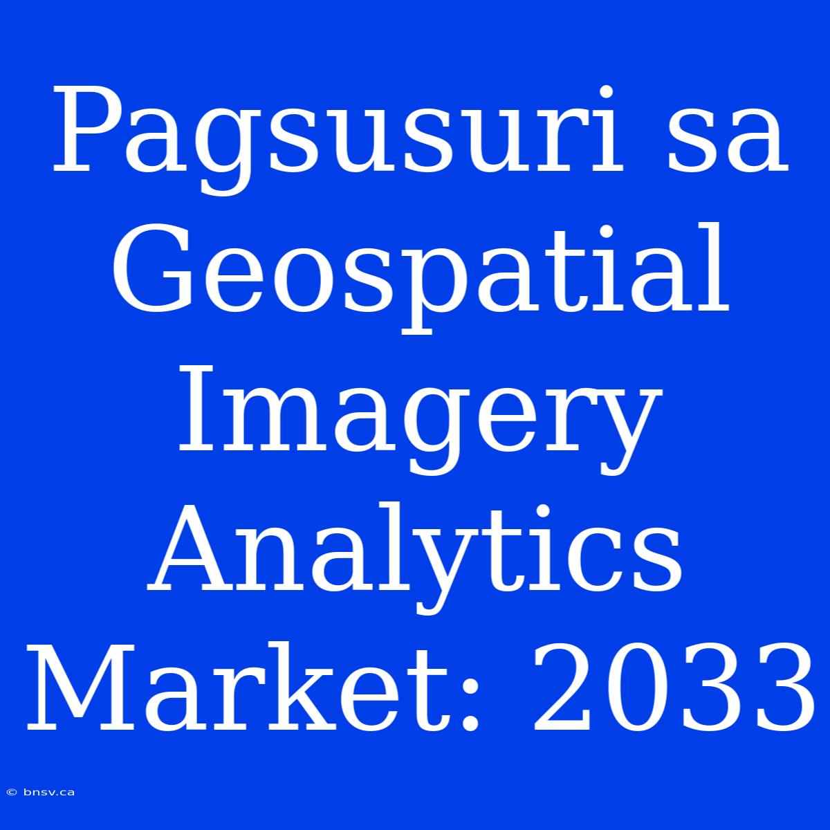 Pagsusuri Sa Geospatial Imagery Analytics Market: 2033