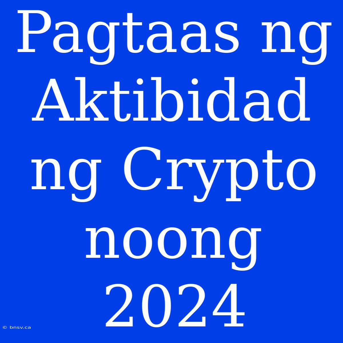 Pagtaas Ng Aktibidad Ng Crypto Noong 2024