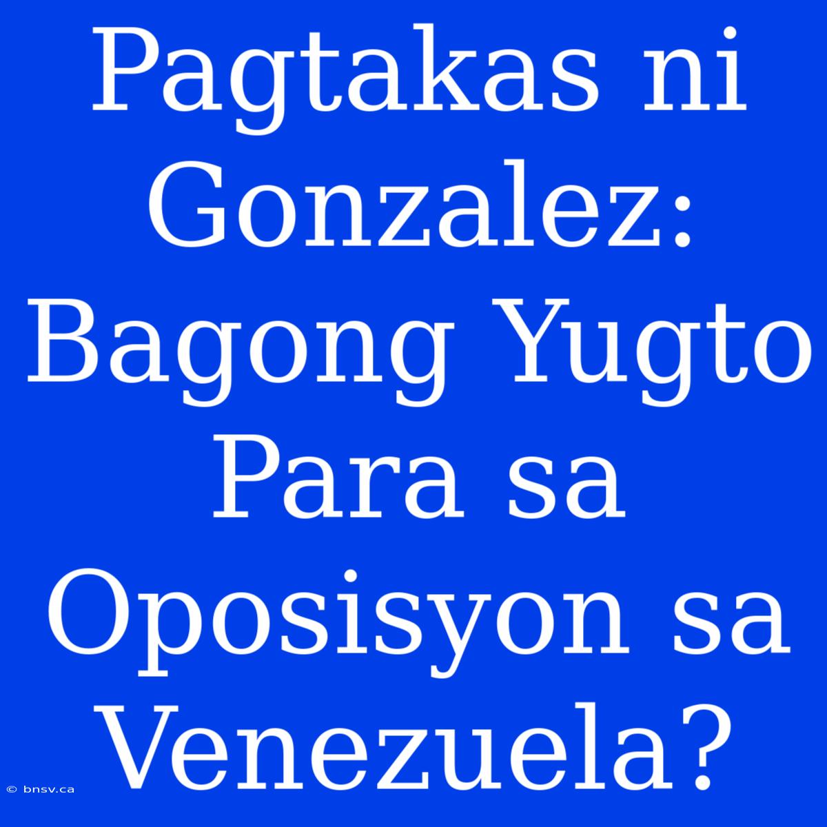 Pagtakas Ni Gonzalez: Bagong Yugto Para Sa Oposisyon Sa Venezuela?