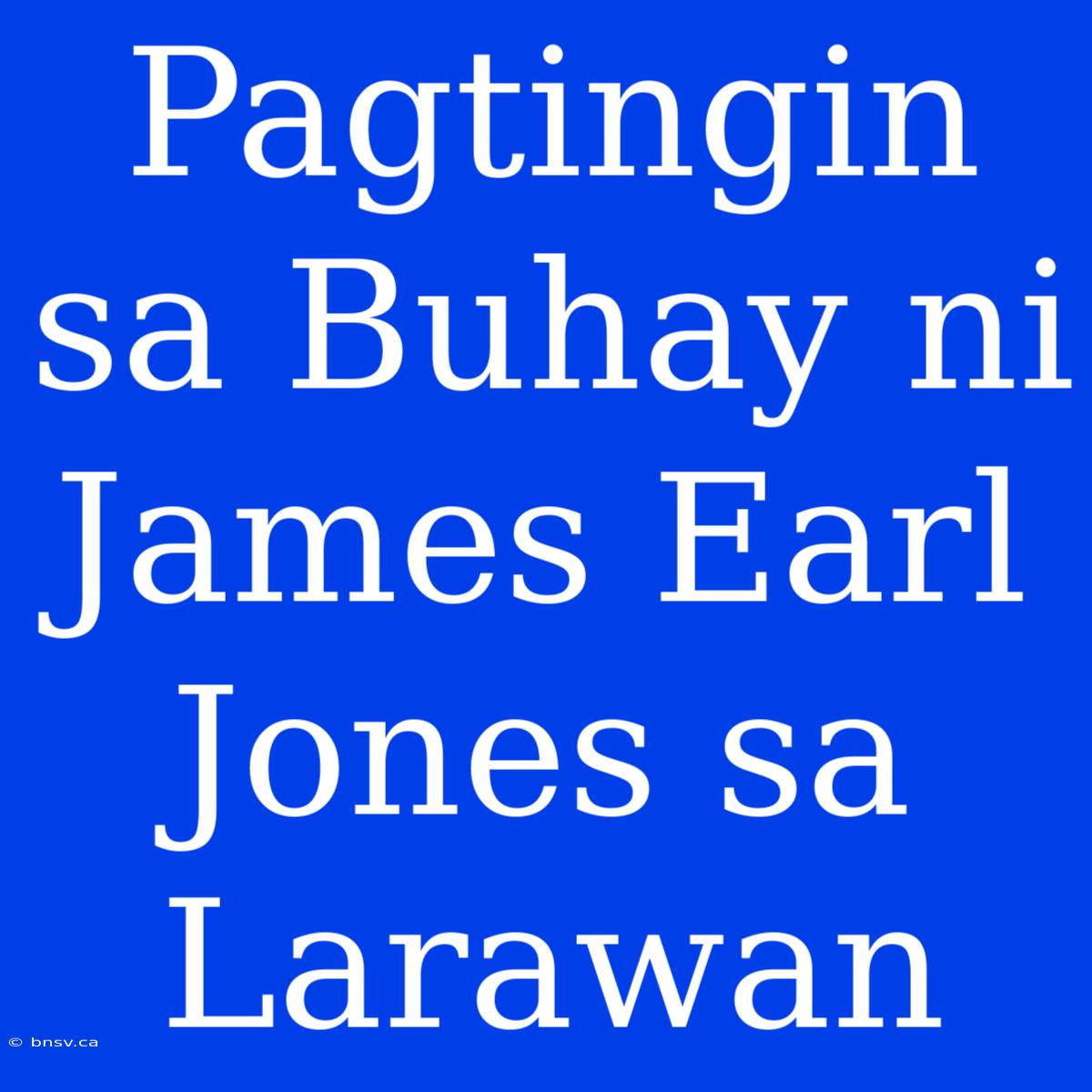 Pagtingin Sa Buhay Ni James Earl Jones Sa Larawan