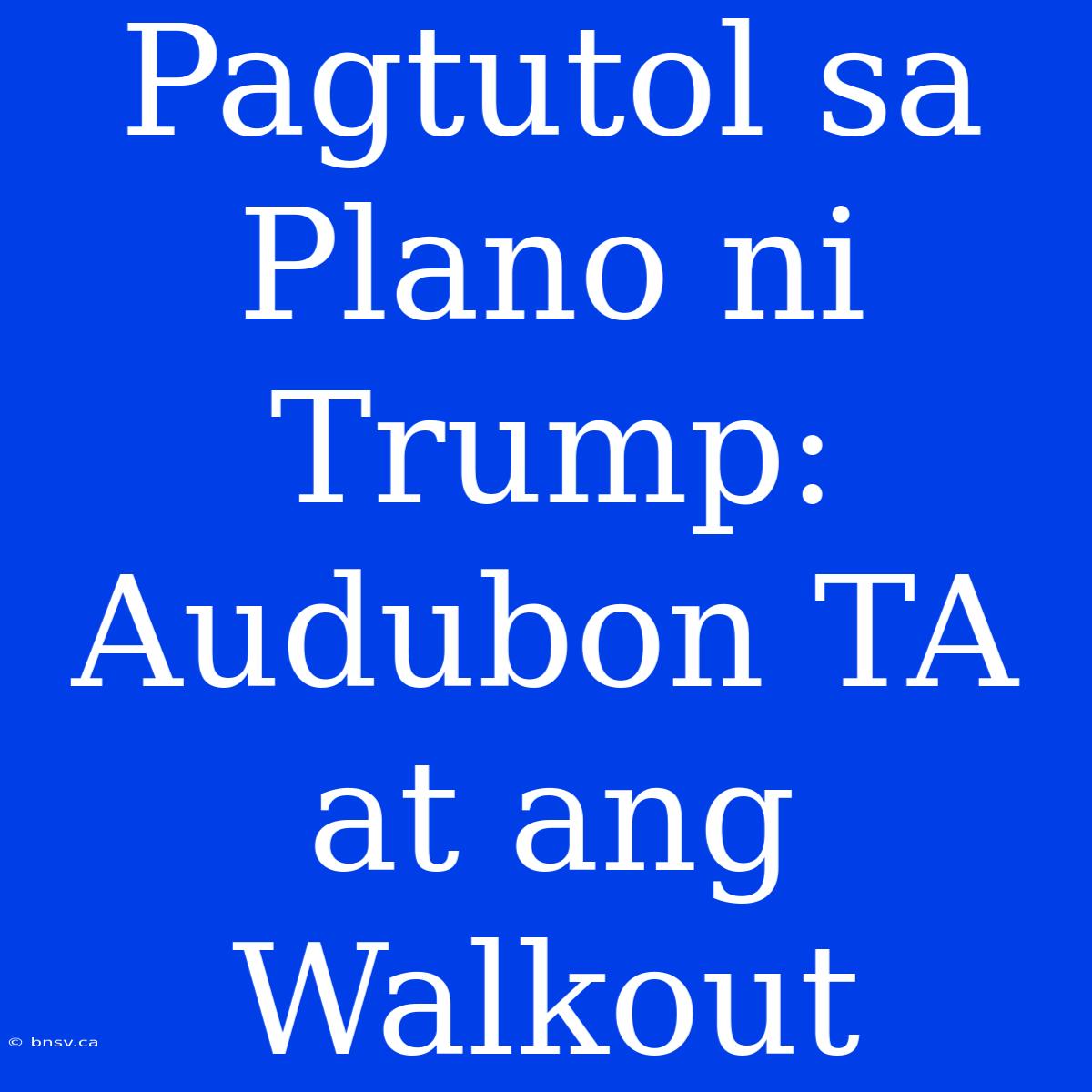 Pagtutol Sa Plano Ni Trump: Audubon TA At Ang Walkout