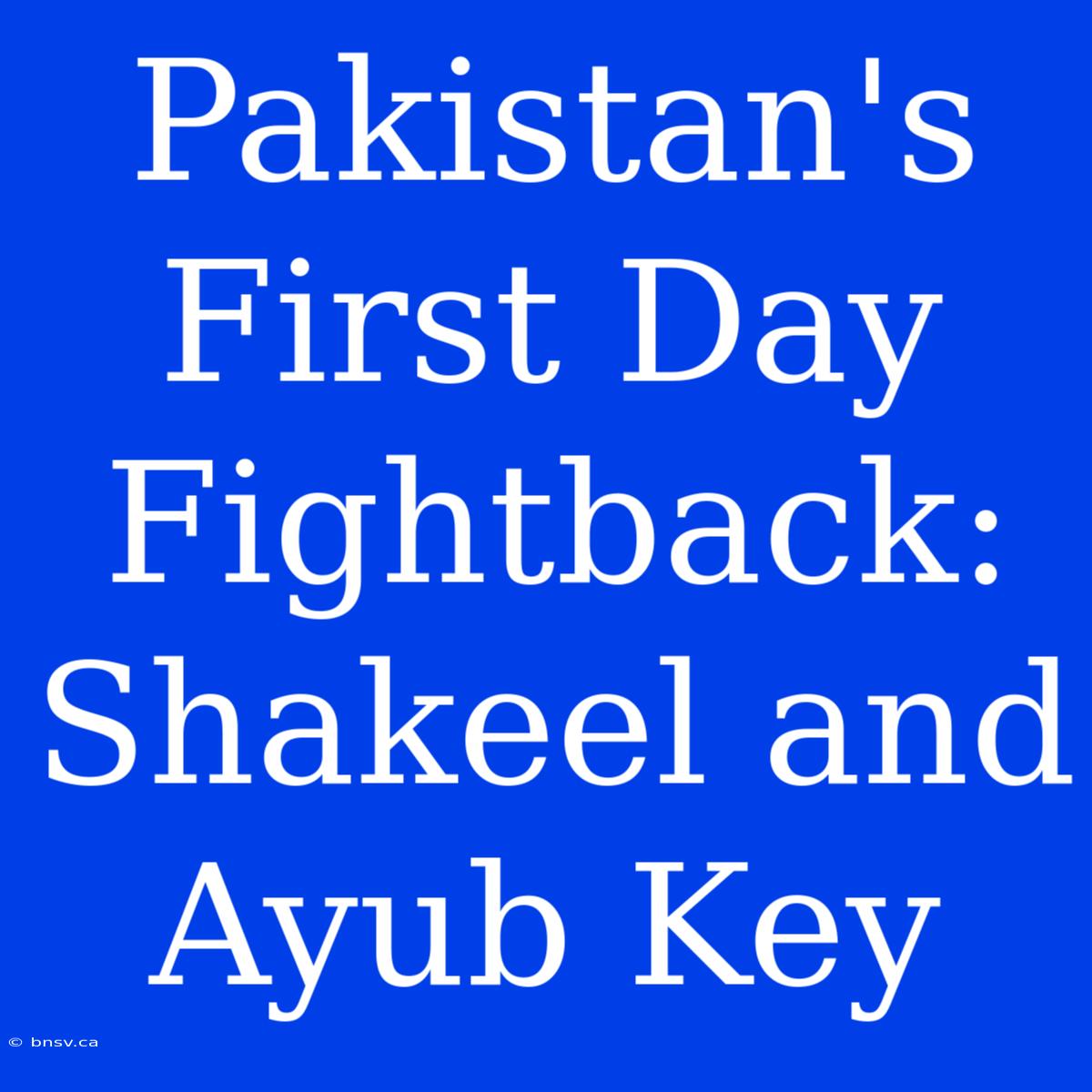 Pakistan's First Day Fightback: Shakeel And Ayub Key