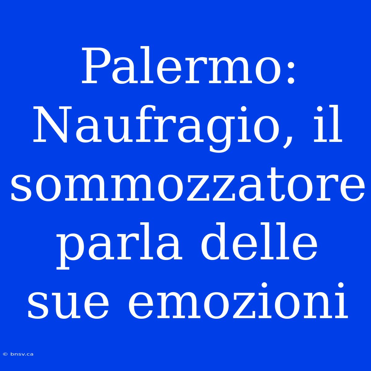 Palermo: Naufragio, Il Sommozzatore Parla Delle Sue Emozioni