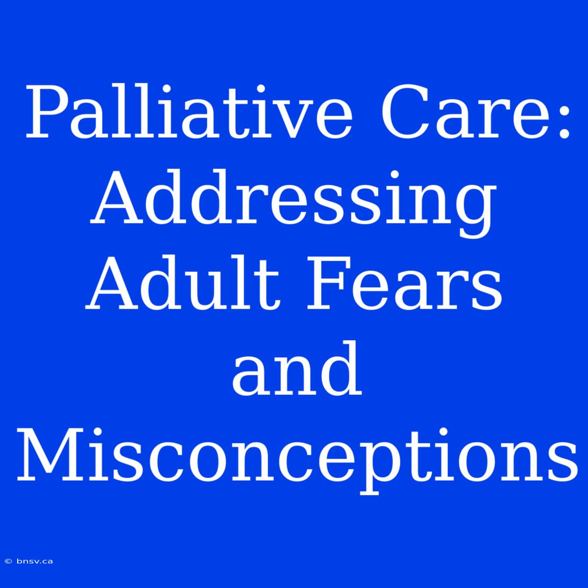 Palliative Care: Addressing Adult Fears And Misconceptions