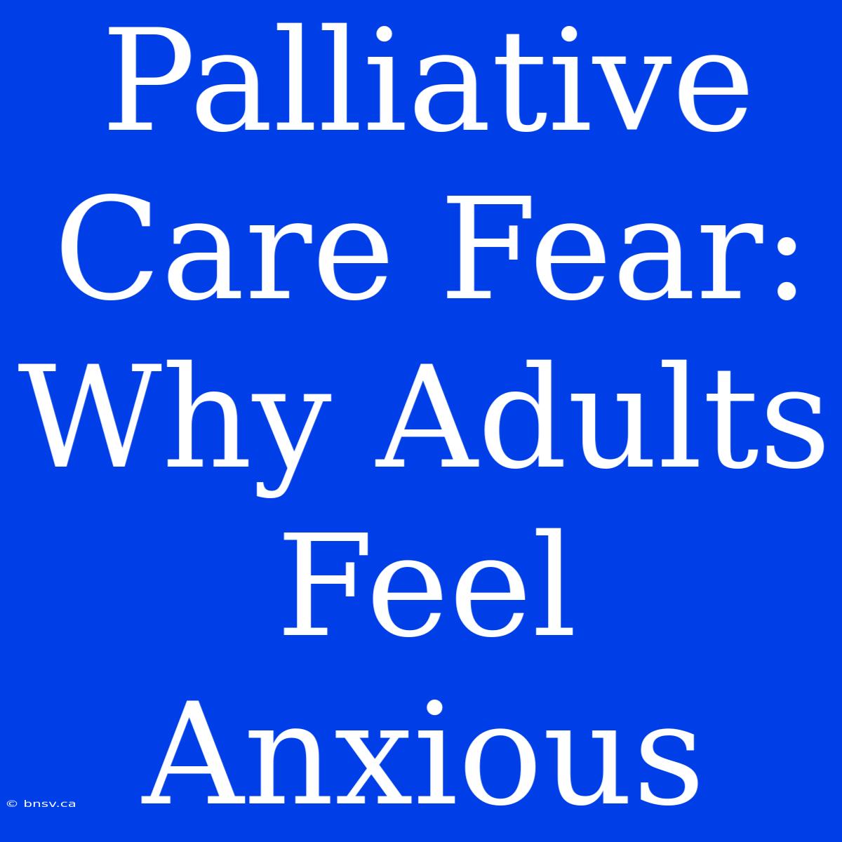 Palliative Care Fear: Why Adults Feel Anxious