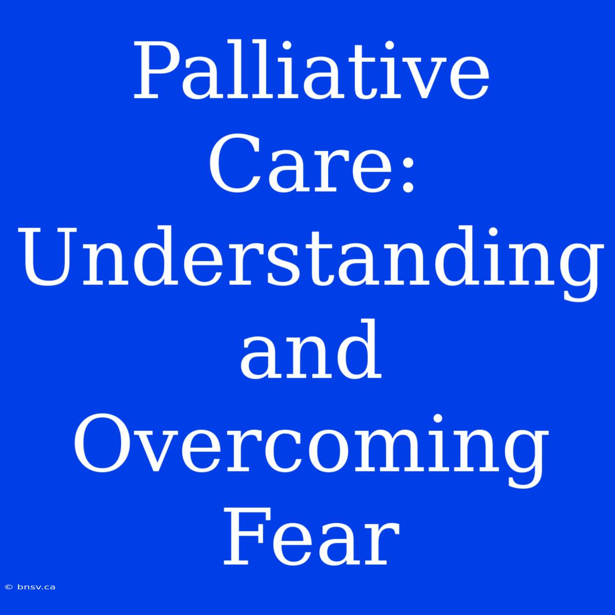 Palliative Care: Understanding And Overcoming Fear