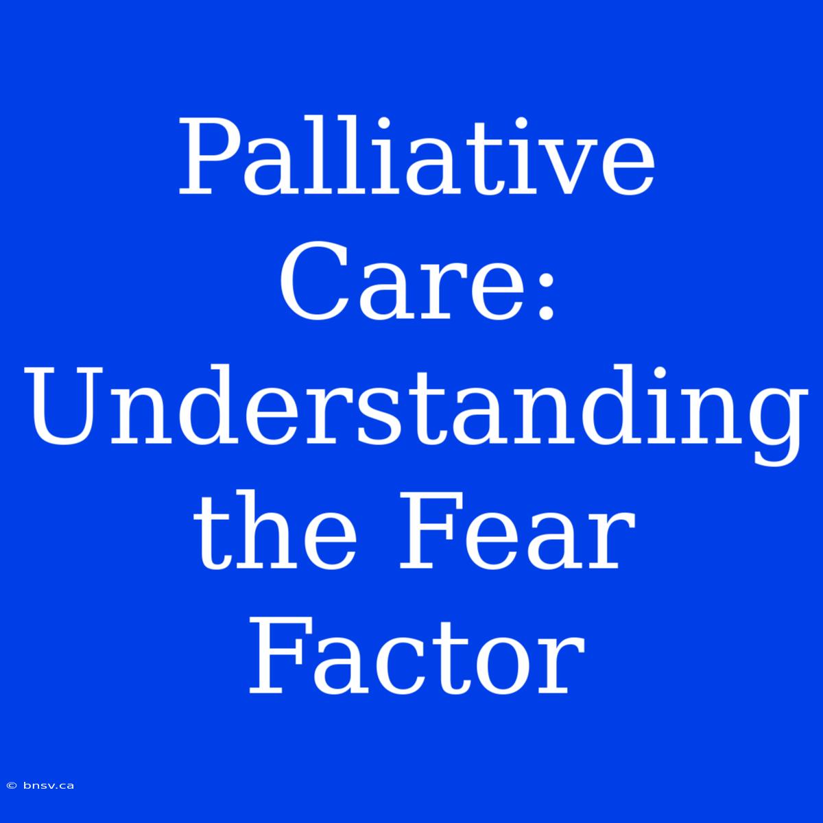 Palliative Care: Understanding The Fear Factor