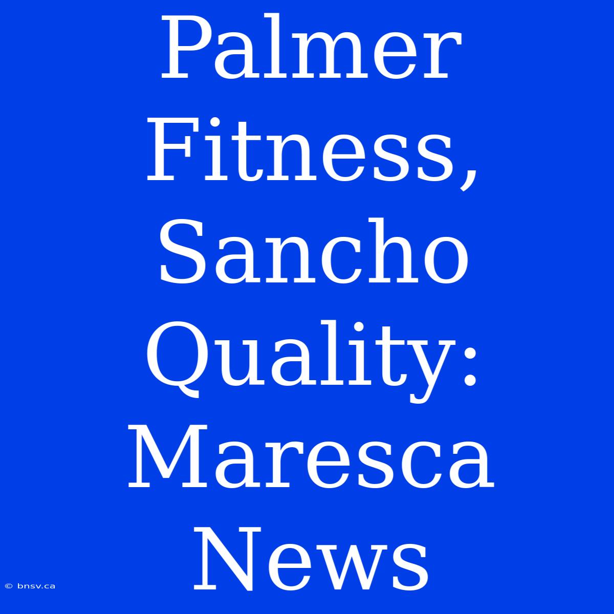 Palmer Fitness, Sancho Quality: Maresca News