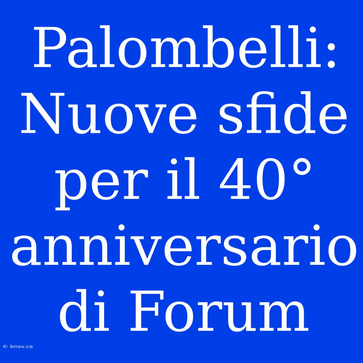 Palombelli: Nuove Sfide Per Il 40° Anniversario Di Forum