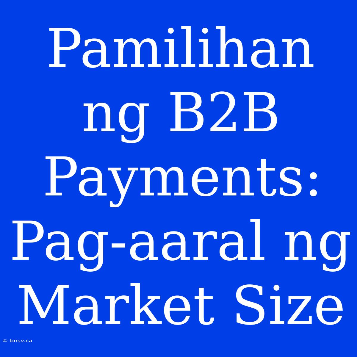 Pamilihan Ng B2B Payments:  Pag-aaral Ng Market Size