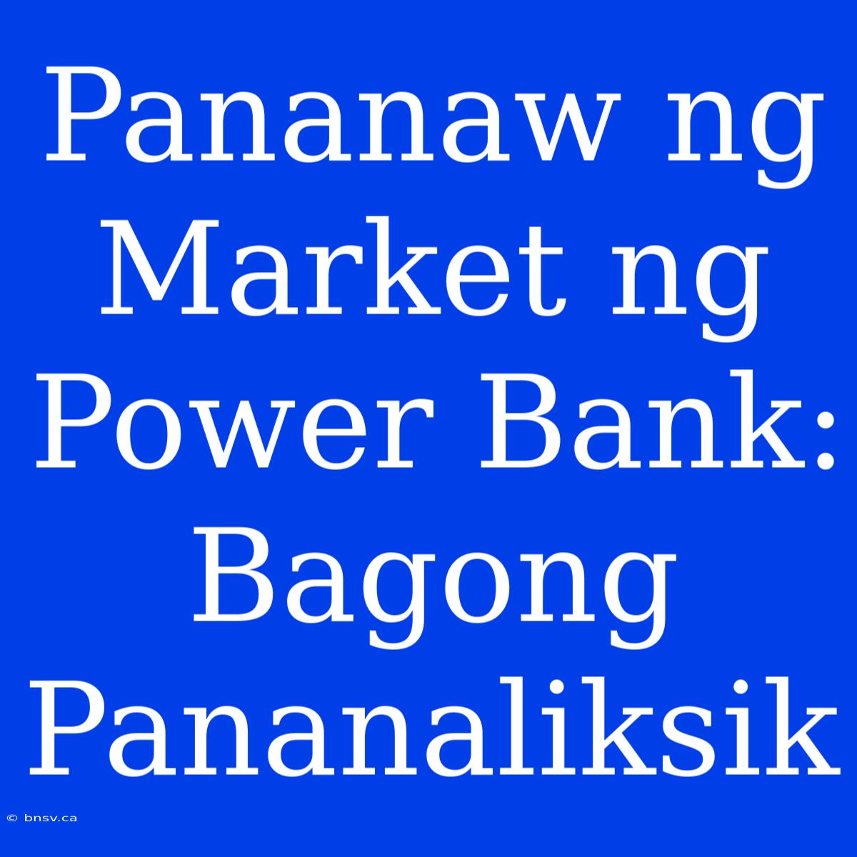 Pananaw Ng Market Ng Power Bank: Bagong Pananaliksik