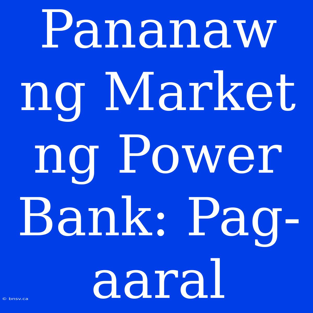 Pananaw Ng Market Ng Power Bank: Pag-aaral