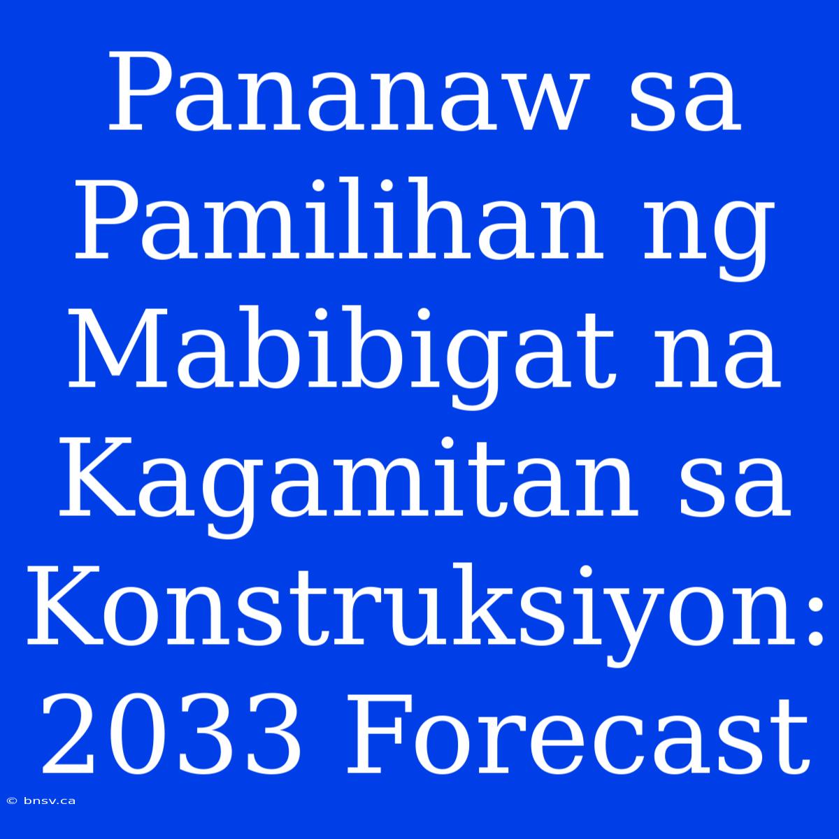 Pananaw Sa Pamilihan Ng Mabibigat Na Kagamitan Sa Konstruksiyon: 2033 Forecast