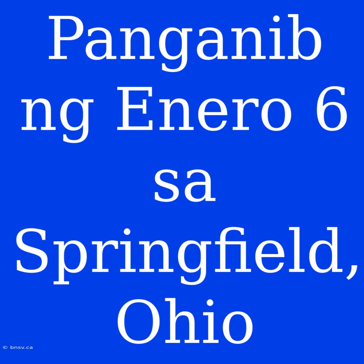 Panganib Ng Enero 6 Sa Springfield, Ohio