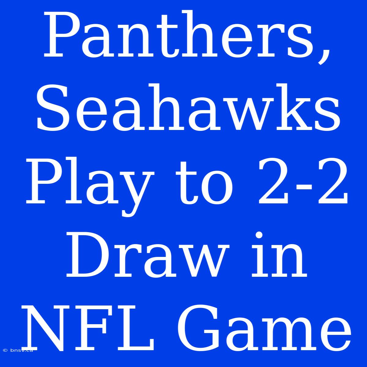 Panthers, Seahawks Play To 2-2 Draw In NFL Game