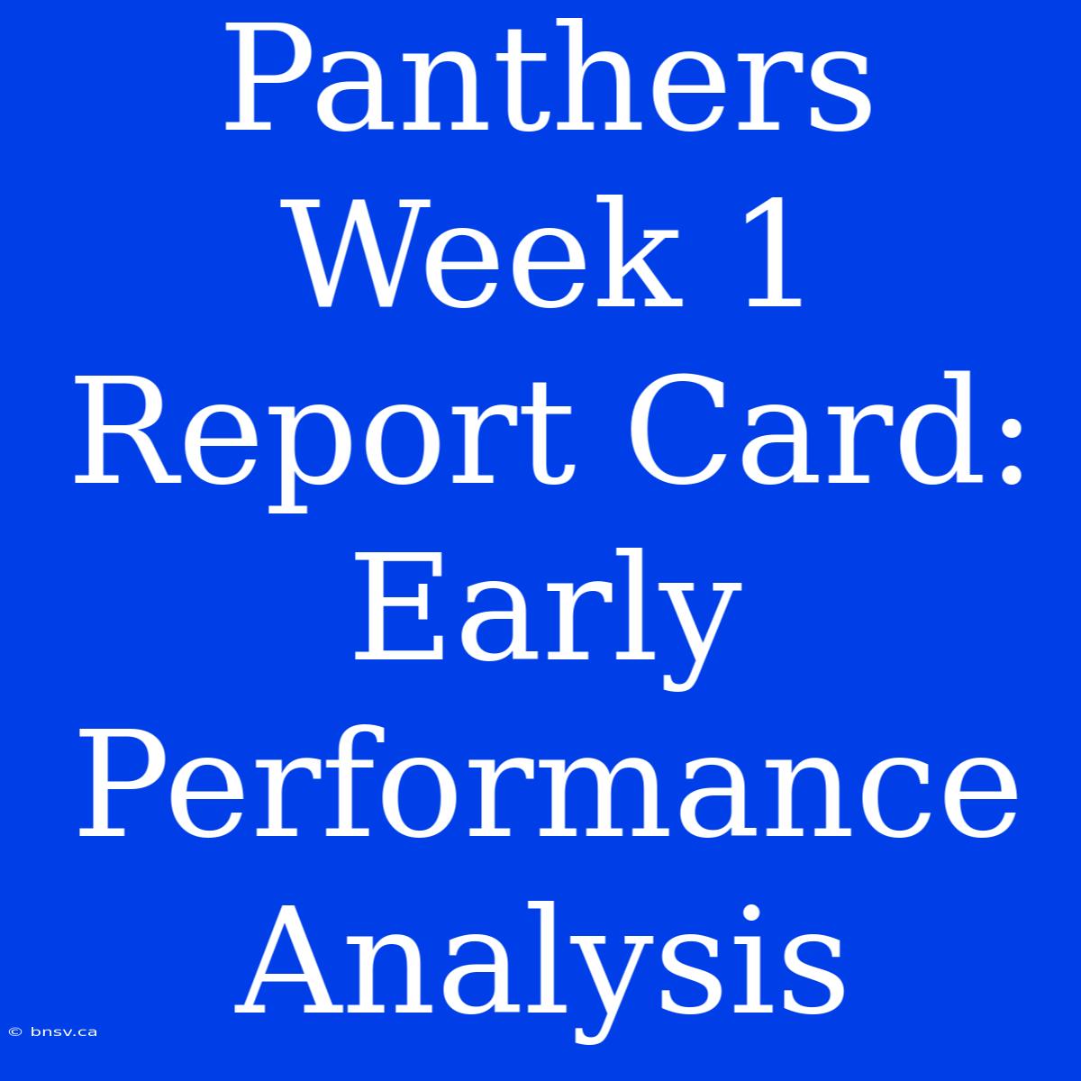 Panthers Week 1 Report Card: Early Performance Analysis