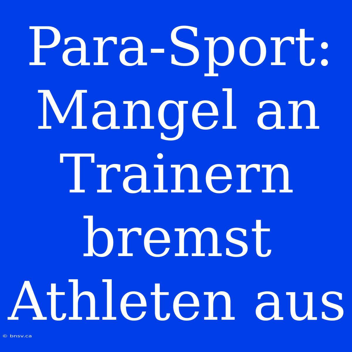 Para-Sport: Mangel An Trainern Bremst Athleten Aus