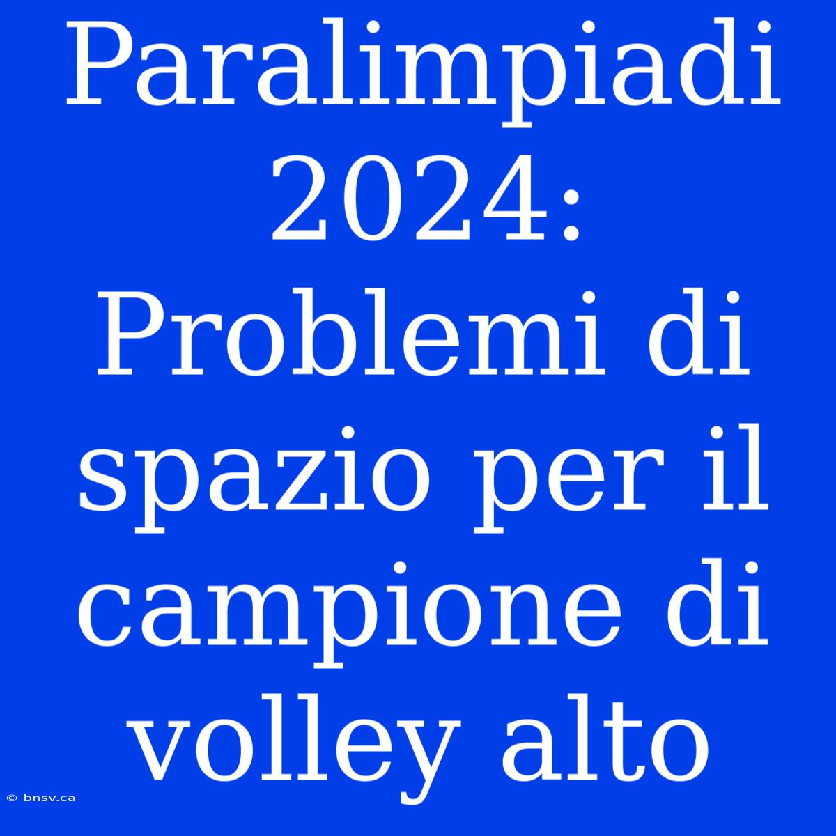 Paralimpiadi 2024: Problemi Di Spazio Per Il Campione Di Volley Alto