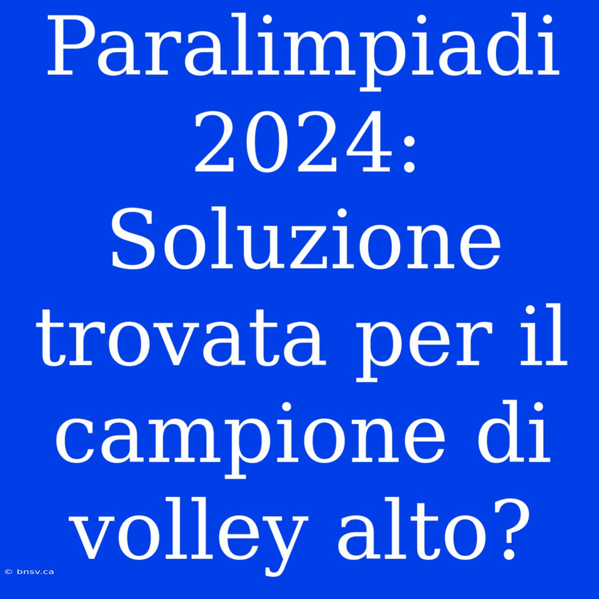 Paralimpiadi 2024: Soluzione Trovata Per Il Campione Di Volley Alto?