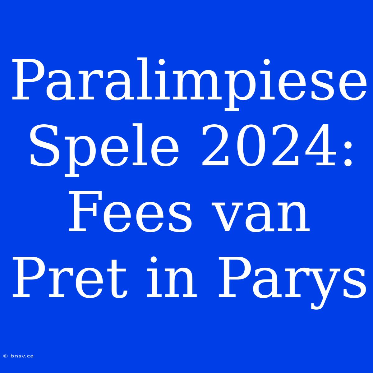 Paralimpiese Spele 2024: Fees Van Pret In Parys