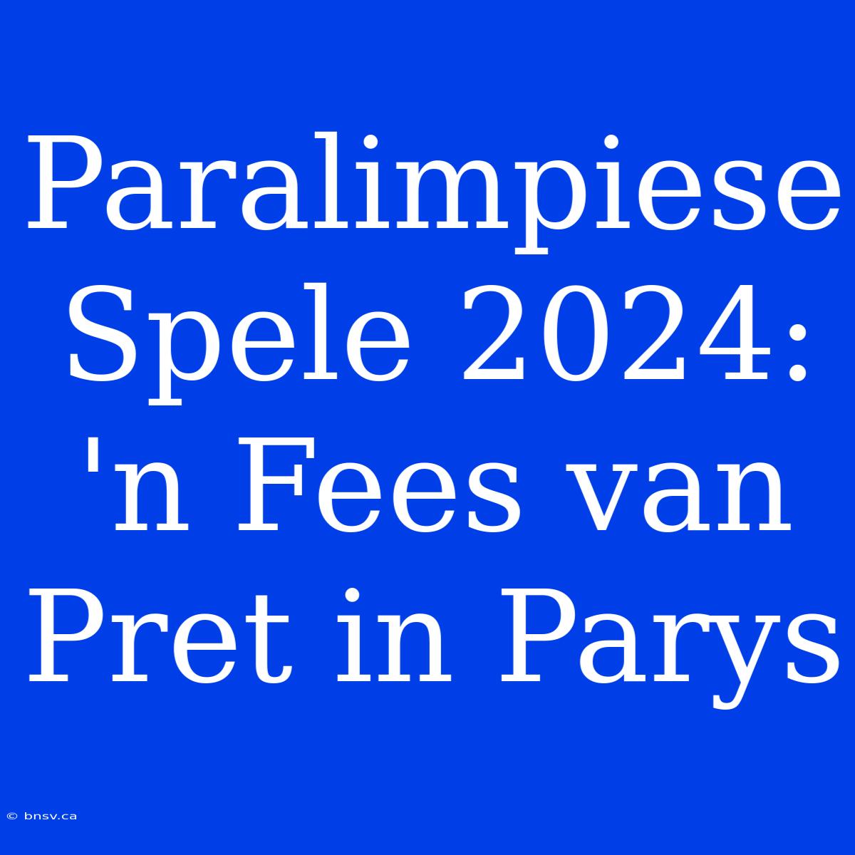 Paralimpiese Spele 2024: 'n Fees Van Pret In Parys