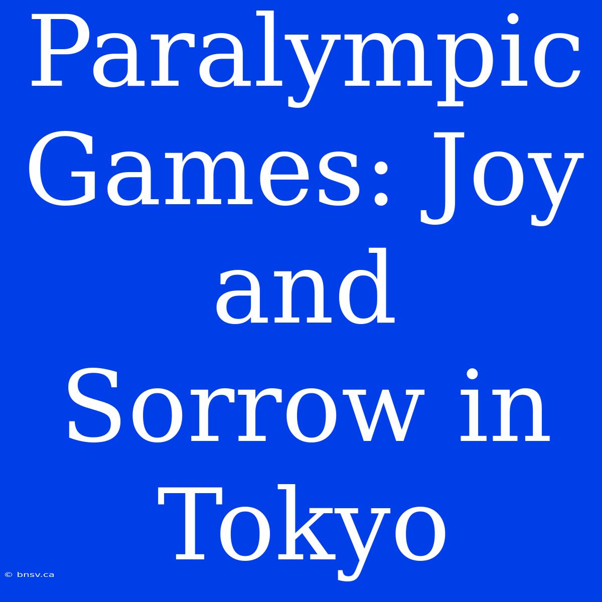 Paralympic Games: Joy And Sorrow In Tokyo