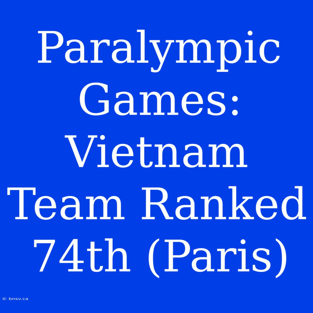 Paralympic Games: Vietnam Team Ranked 74th (Paris)