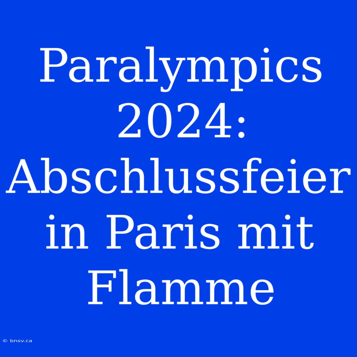 Paralympics 2024: Abschlussfeier In Paris Mit Flamme