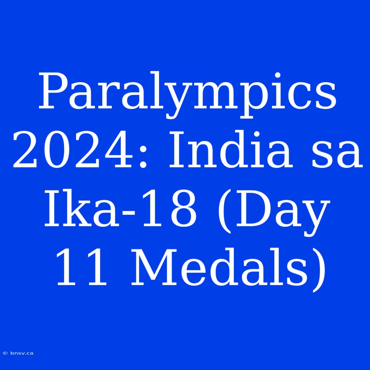 Paralympics 2024: India Sa Ika-18 (Day 11 Medals)