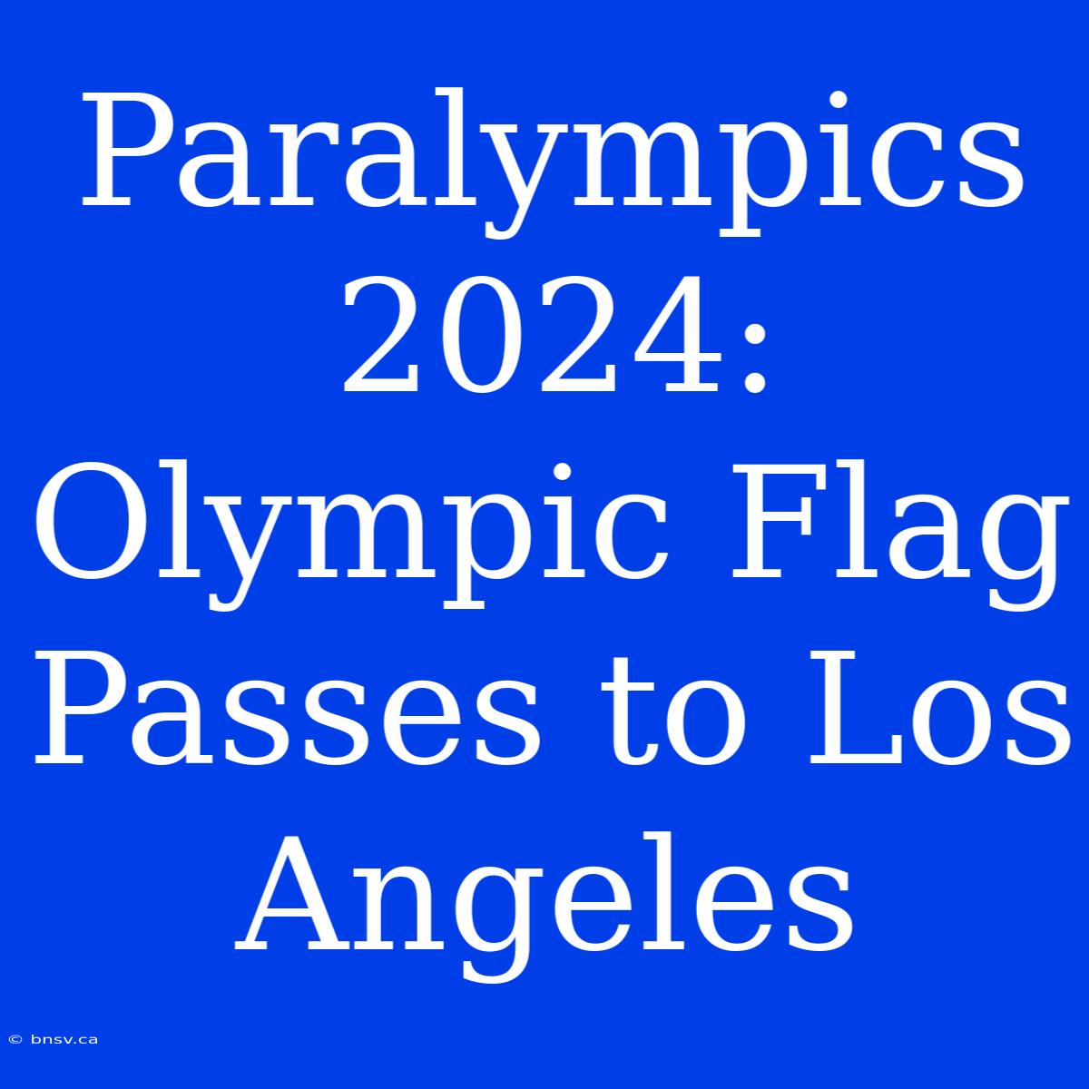 Paralympics 2024: Olympic Flag Passes To Los Angeles