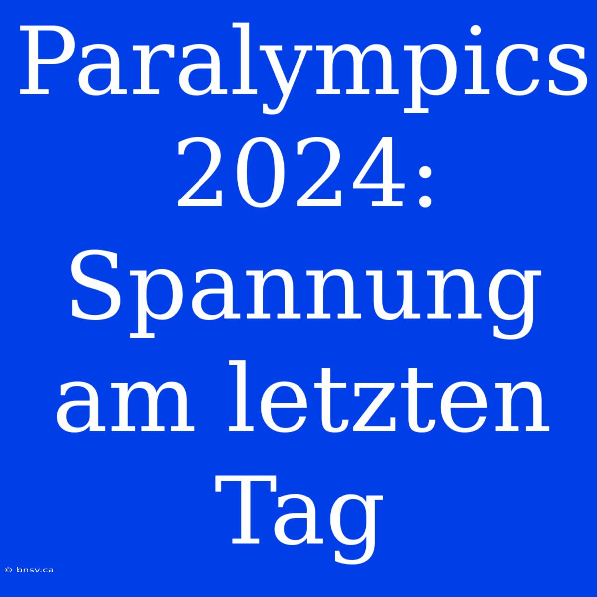 Paralympics 2024: Spannung Am Letzten Tag