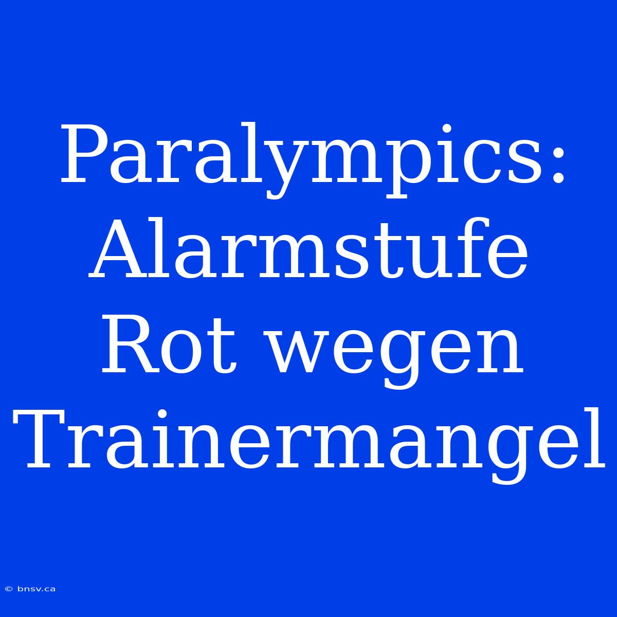 Paralympics: Alarmstufe Rot Wegen Trainermangel