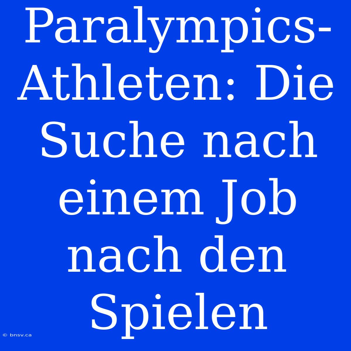 Paralympics-Athleten: Die Suche Nach Einem Job Nach Den Spielen