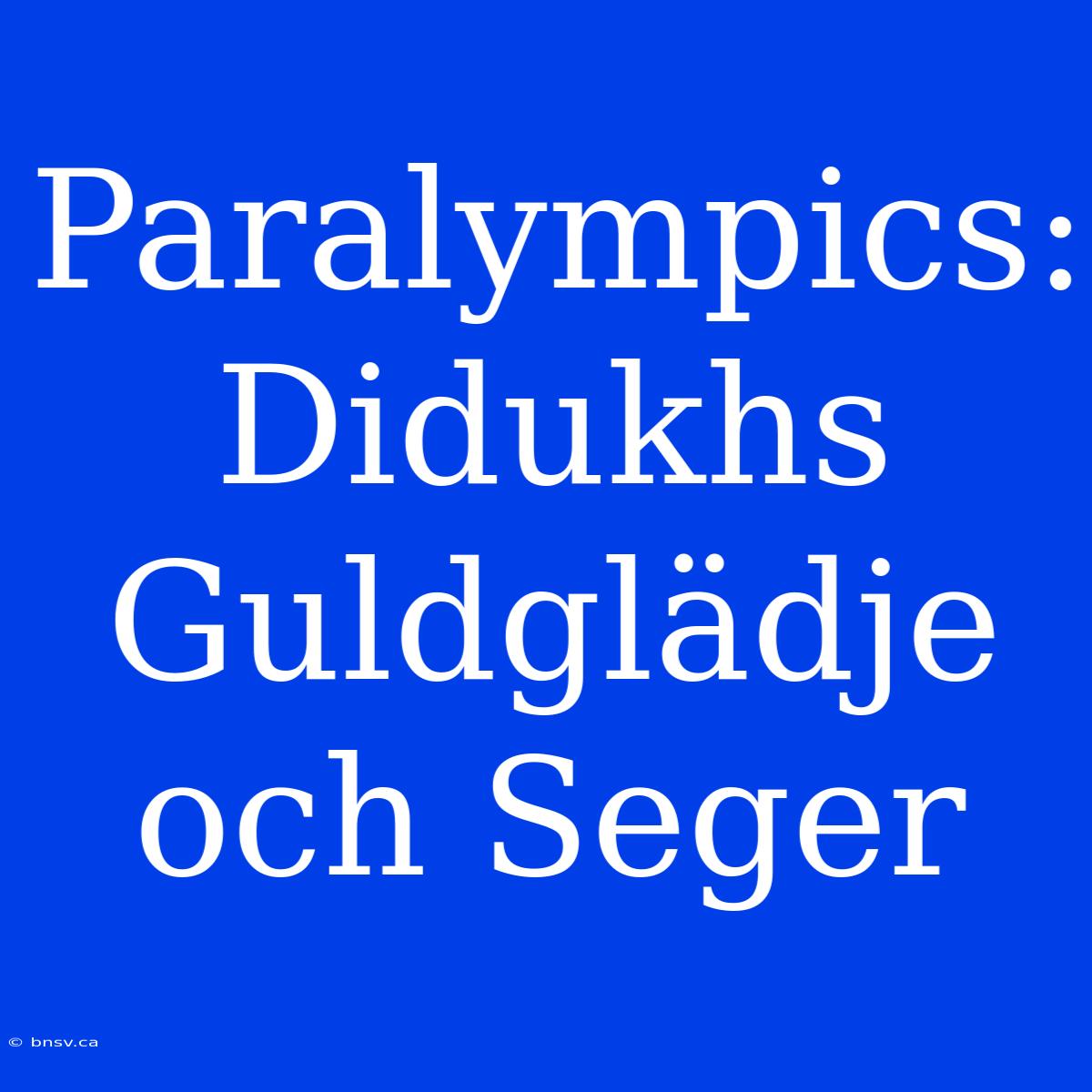 Paralympics: Didukhs Guldglädje Och Seger