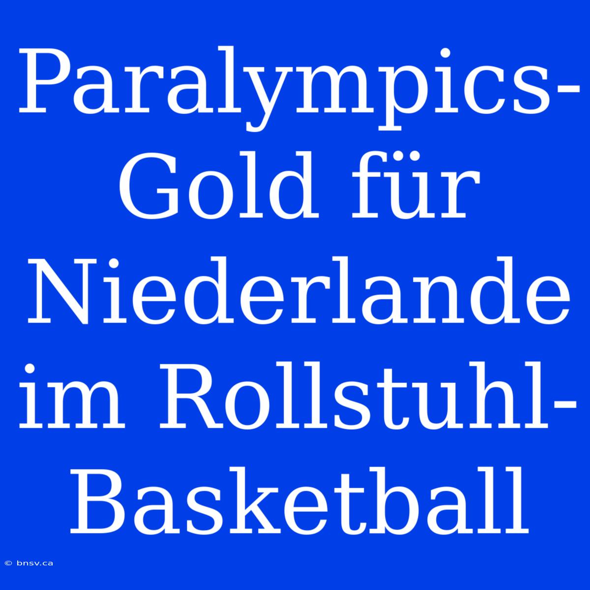 Paralympics-Gold Für Niederlande Im Rollstuhl-Basketball