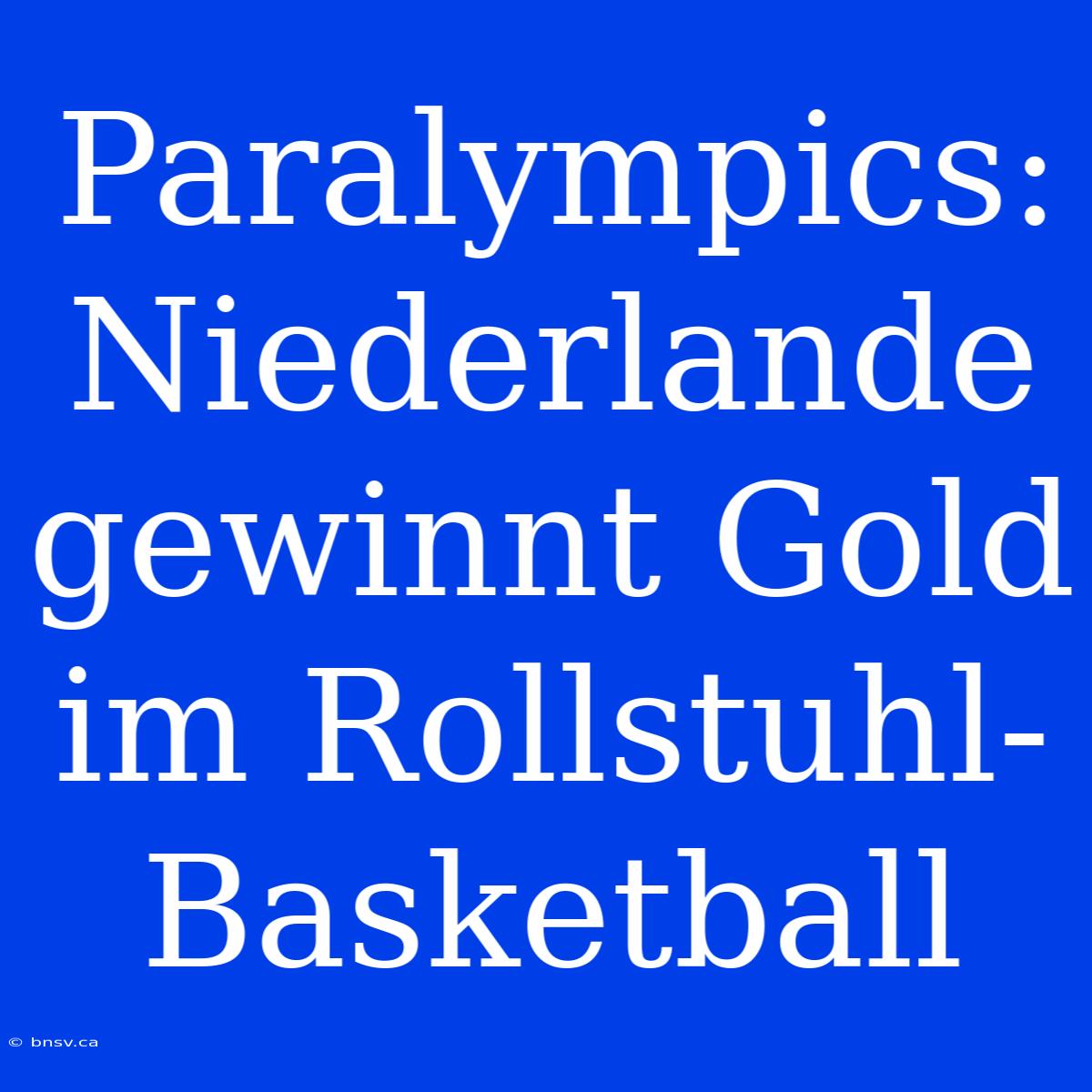 Paralympics: Niederlande Gewinnt Gold Im Rollstuhl-Basketball