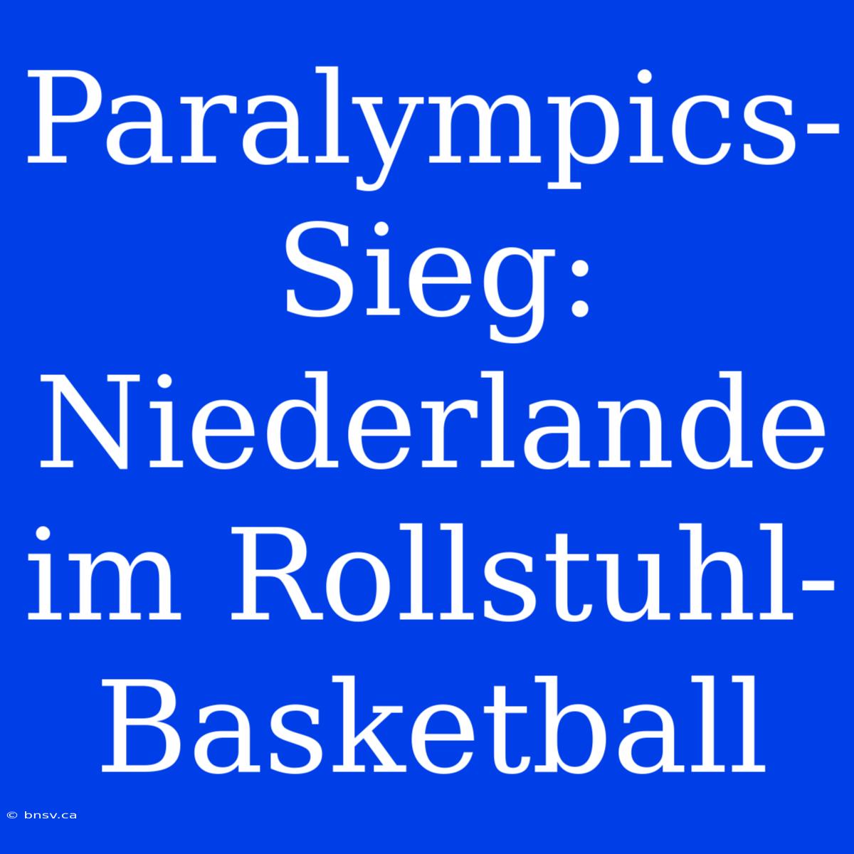 Paralympics-Sieg: Niederlande Im Rollstuhl-Basketball