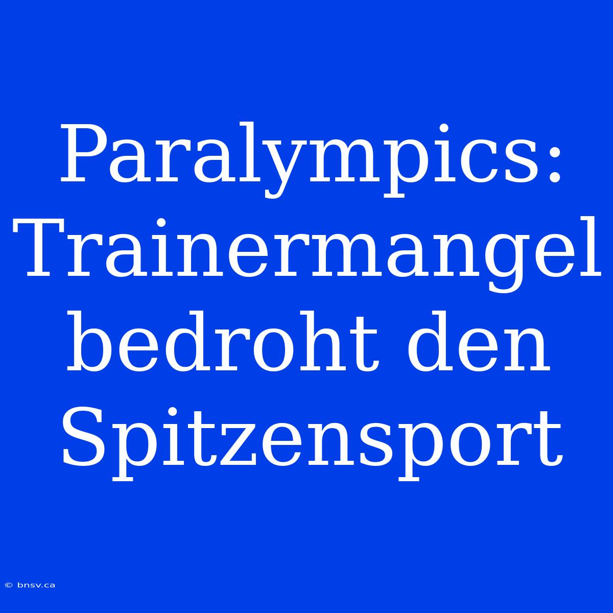 Paralympics: Trainermangel Bedroht Den Spitzensport