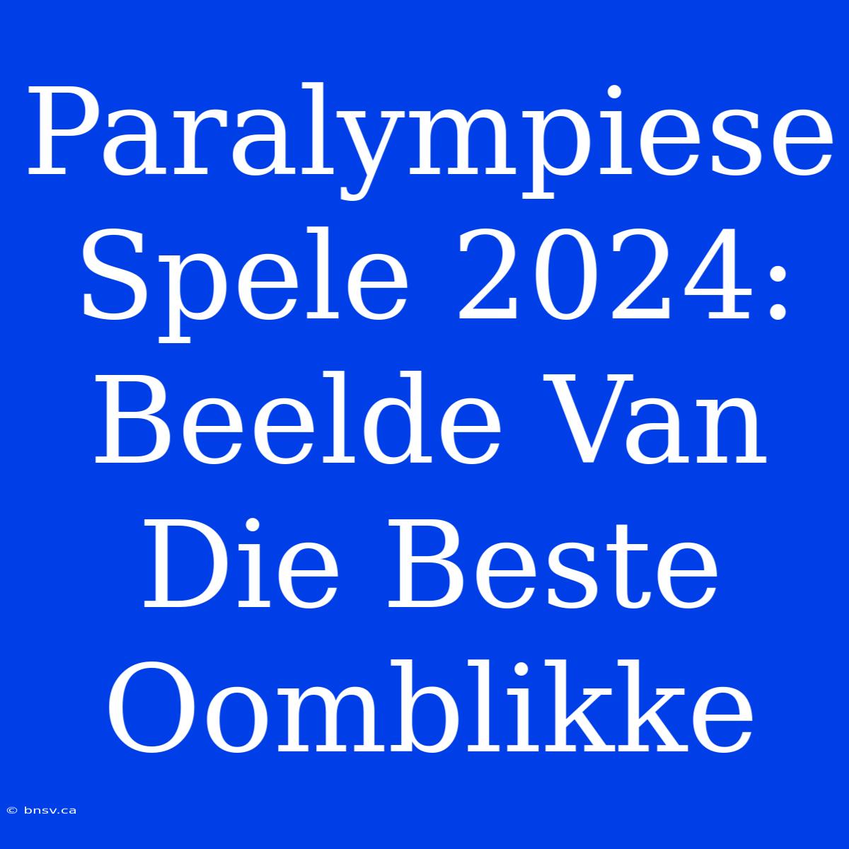 Paralympiese Spele 2024: Beelde Van Die Beste Oomblikke