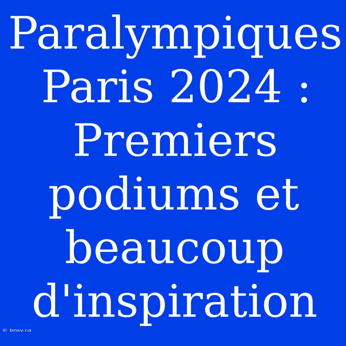 Paralympiques Paris 2024 : Premiers Podiums Et Beaucoup D'inspiration