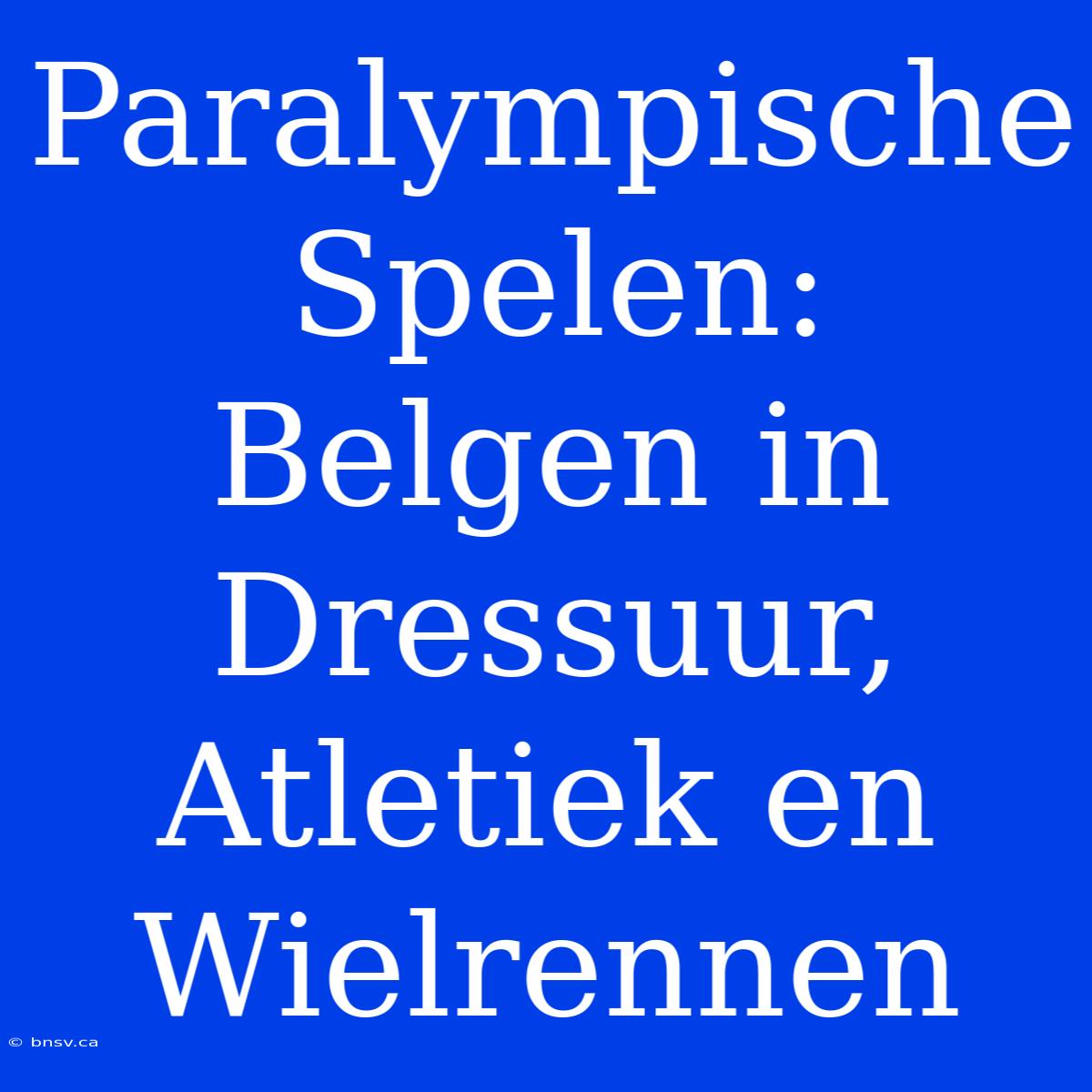 Paralympische Spelen: Belgen In Dressuur, Atletiek En Wielrennen