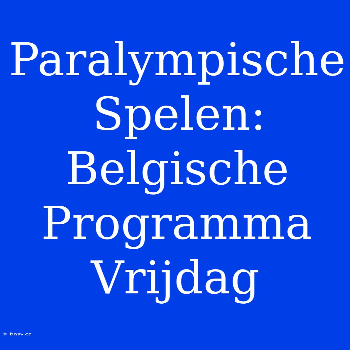 Paralympische Spelen: Belgische Programma Vrijdag