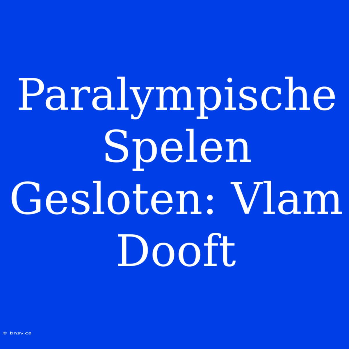 Paralympische Spelen Gesloten: Vlam Dooft