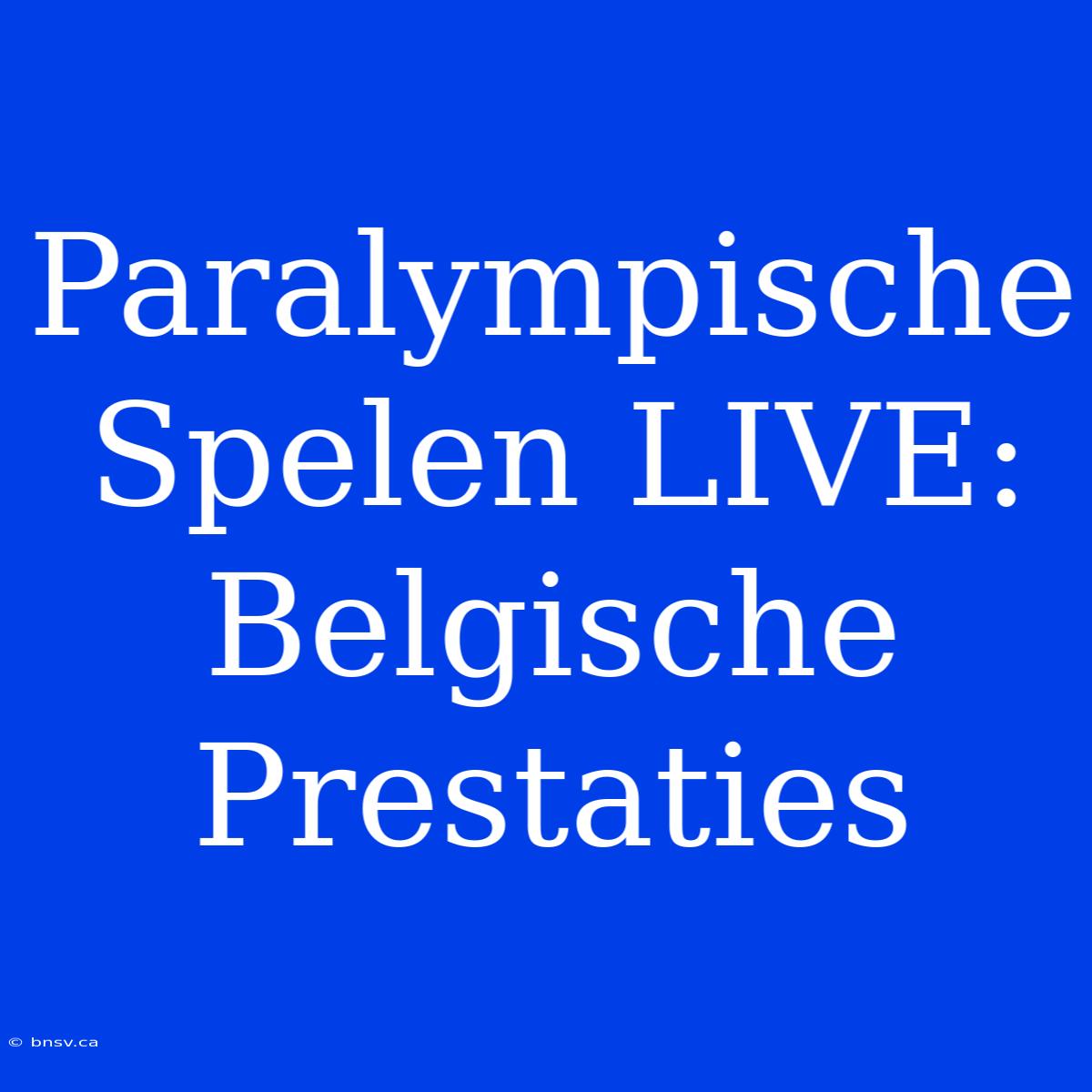 Paralympische Spelen LIVE: Belgische Prestaties