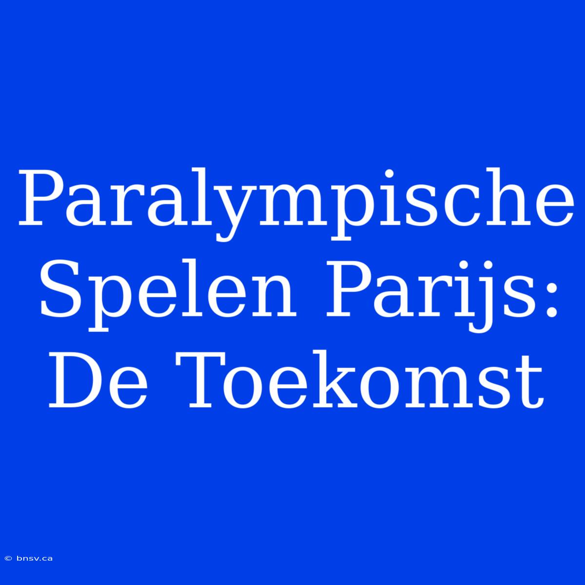 Paralympische Spelen Parijs: De Toekomst